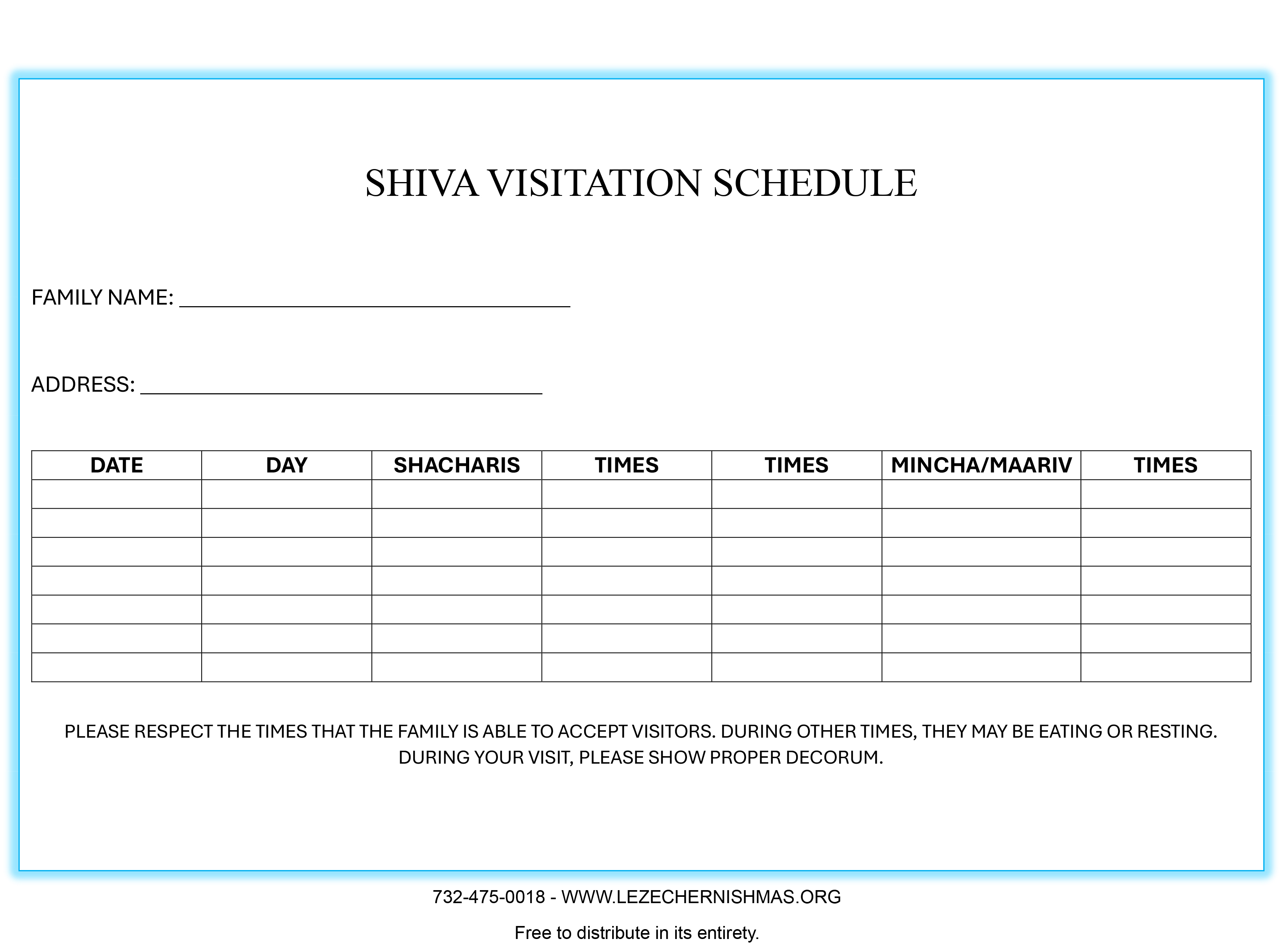 Mourning Time Chart